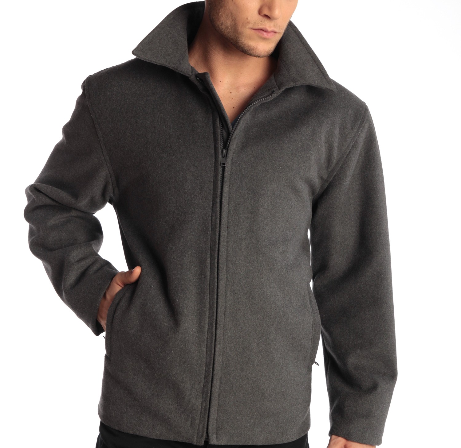 Alpine Swiss Grant Mens 28" Open Bottom Jacket Wool Blend JD Bomber